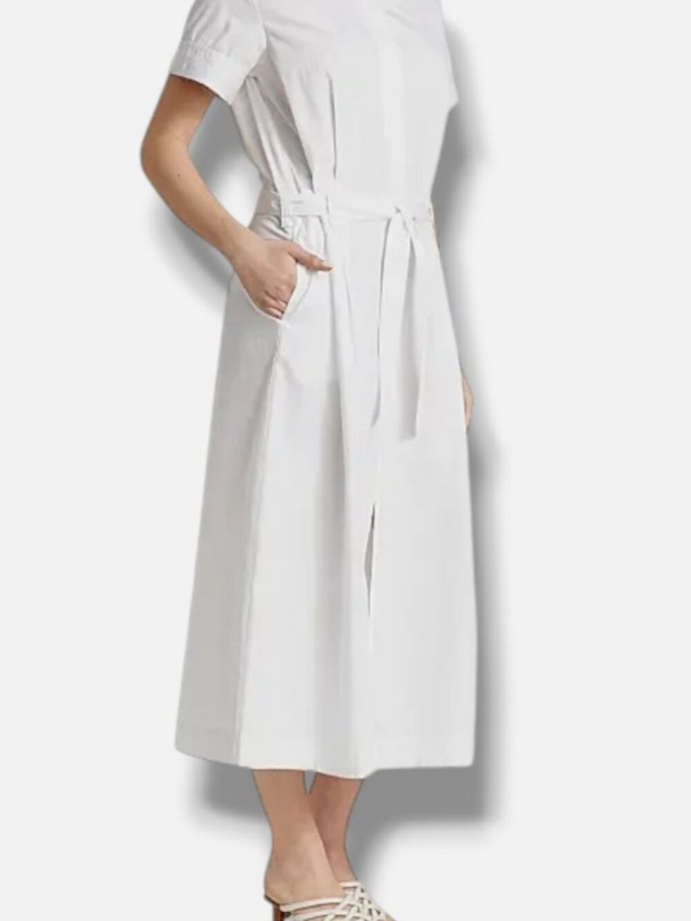 Rag & Bone Women's White Jade Embroidered Belted Shirt Dress Size M